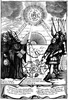 The frontispiece of Fray Gaspar de San Agustín's "Conquistas de las Islas Philipinas" (1698)