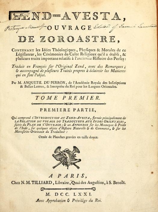 Anquetil-Duperron title page